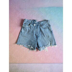 AGOLDE Denim Distressed Asymmetrical Shorts Size 28